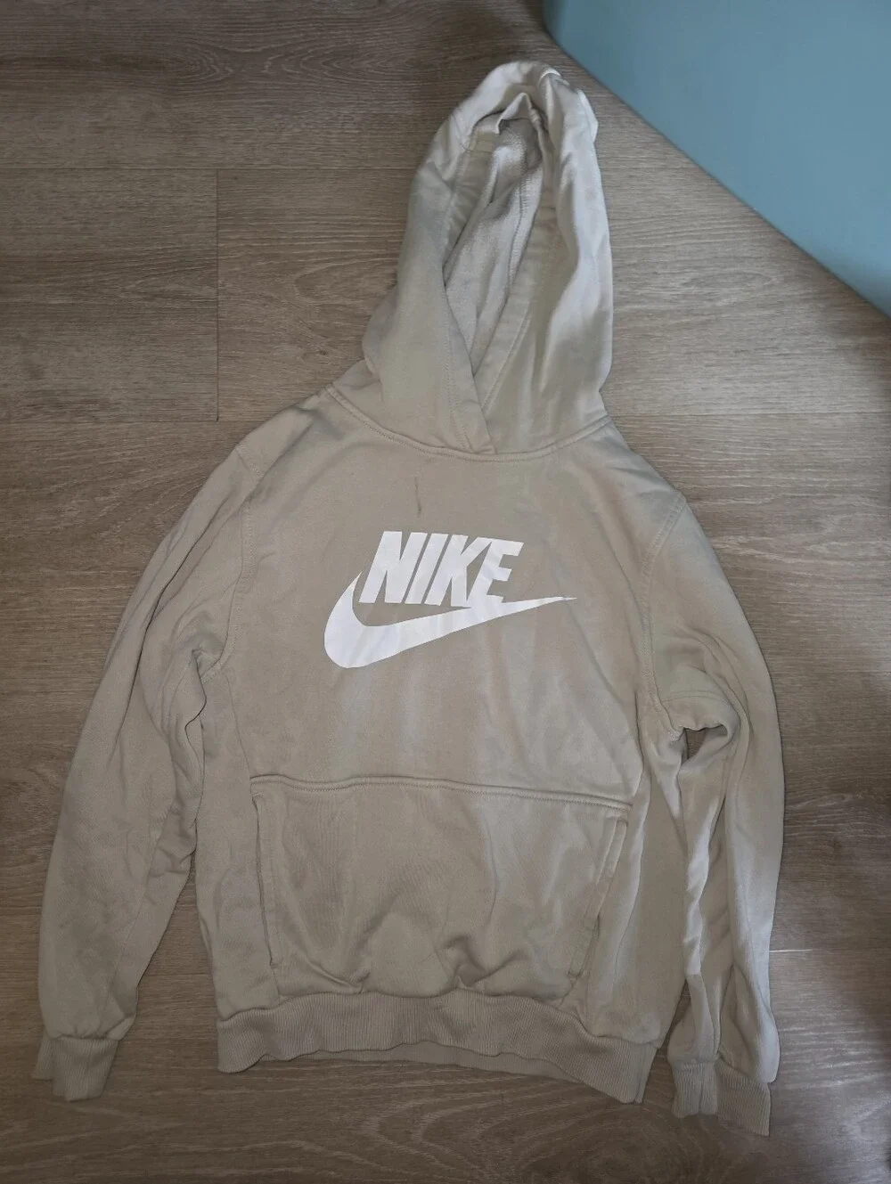 Nike Boys Beige Hoodie with White Swoosh